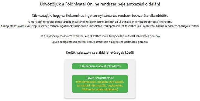 Fölhivatal Online belépési felület